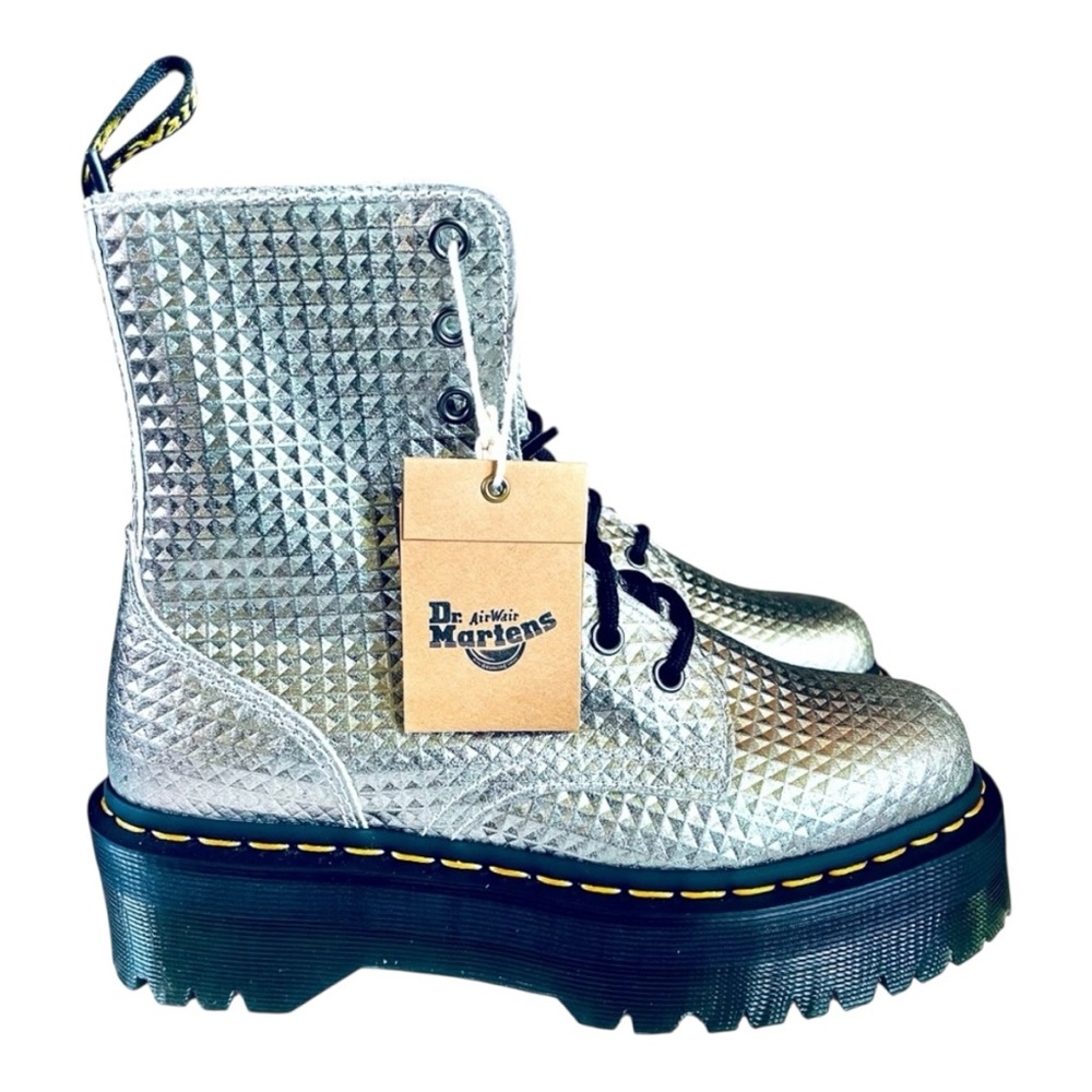 Dr. Martens Platform Boots - Jadon Stud Embossed Silver NWT NEW